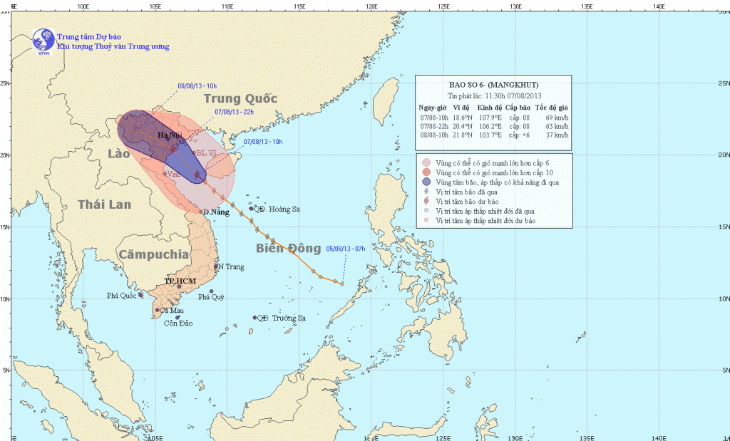Bão số 6 - bão Mangkhut đổ bộ vào Hà Nội chiều tối nay 7-8