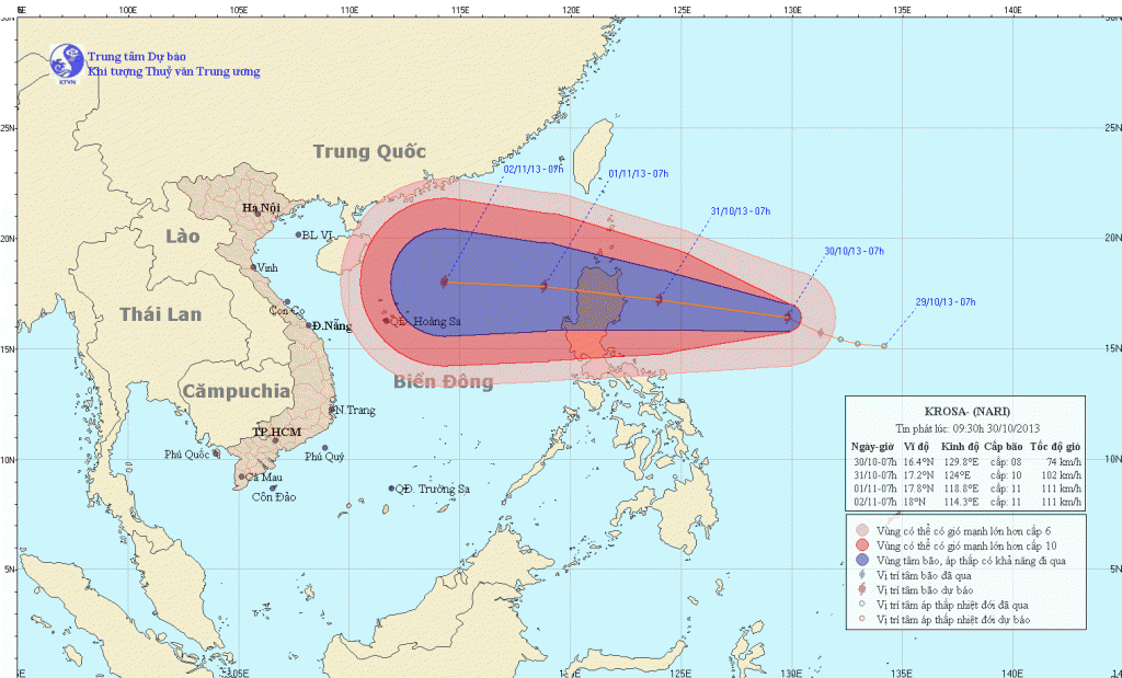Tin bão Krosa gần biển Đông!