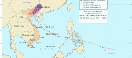 Bão số 14- bão Haiyan tiếp tục di chuyển nhanh theo hướng Bắc