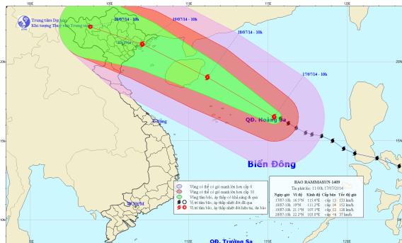 Bão Rammasun sẽ đổ bộ vào Việt Nam ngày 19/7