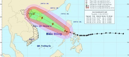 Bão Rammasun tiến vào Biển Đông, trở thành bão số 2 trên Biển Đông