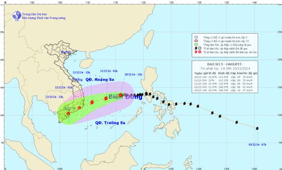 Bão Hagupit tiến gần về đảo Trường Sa, Bắc Bộ đón không khí lạnh mới