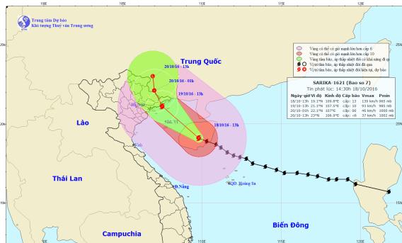 Tin bão số 7: từ chiều tối nay Hà Nội có mưa to tới rất to